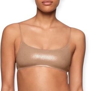 SKIMS Naked Shine Scoop Bralette Nude Beige with Gold Fleck